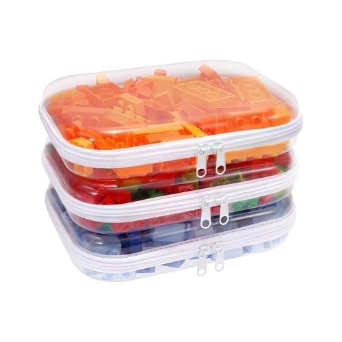 SXS LACONIC Clear Hard Plastic Zipper Case,Transparent Double Zippers Hard Pouch with 3pcs,Portable Travel Organizer Bin for Toy Storage - Image 1