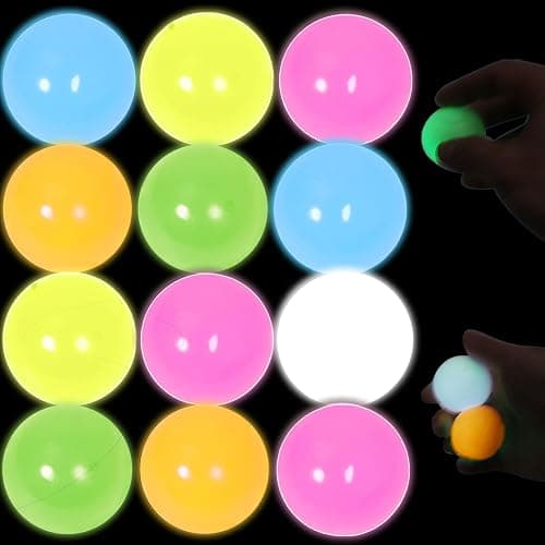 12pcs-2.4in Lumi Balls,Dream Balls,Glow in The Dark Sticky Ball That Stick to The Ceiling,Stocking Stuffers,Stress Relievers Stress Ball for Kids and Adults,Elevated Balls,ASMR Cool Stuff for Teens - Image 1