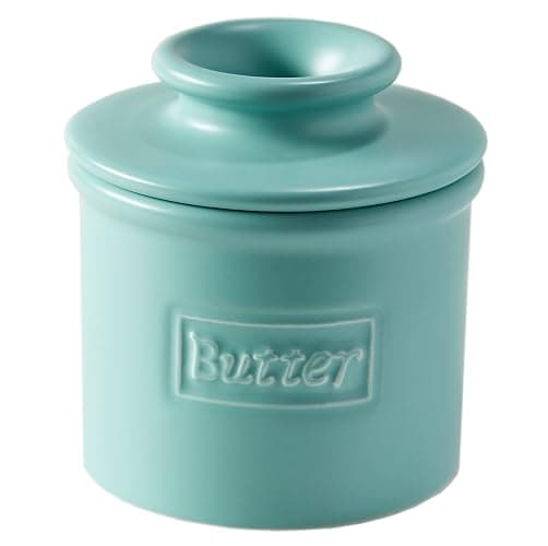Butter Bell - The Original Butter Bell crock by L Tremain, a Countertop French Ceramic Butter Dish Keeper for Spreadable Butter, Café Matte Collection, Aqua - Image 1
