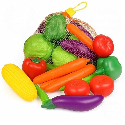 20 Pieces Play Vegetables Playset - Life-Sized Toy Food for Kids Kitchen, Healthy Farmer's Market Grocery Pretend Play Plastic Toy Set for Toddlers - Image 1