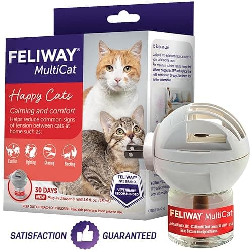 FELIWAY MultiCat 30 Day Cat Calming Plug In Pheromone Diffuser Starter Kit, 48ml - Helps Reduce Conflicts and Signs of Tension in Multi-Cat Households - Image 1