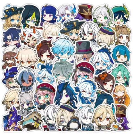 50Pcs Anime Stationery Stickers Genshin Impact Chibi Cute Kawaii Sticker Stationery Student Cartoon Manga Waterproof Graffiti Decorate - Image 1