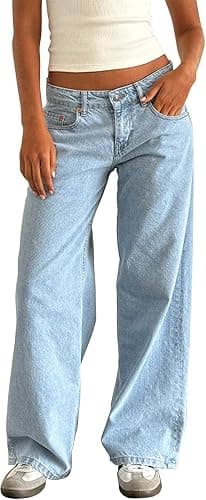 Women's Wide Leg Jeans Low Rise Baggy Straight Leg Boyfriend Denim Pants Casual Loose Jeans Y2K Girl Style - Image 1
