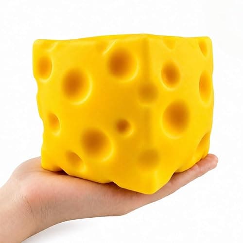 Giant Cheese Squishy Toy, 10cm Slow Rising TPR Squeeze Toy | with EVA Foam Filling, Jumbo Sensory Fidget Toy and Novelty Desk Gift for Kids, Teens and Adults - Image 1