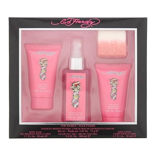 Ed Hardy 4 Pieces Gift Set for Women, (3.4 Ounce Body Mist + 1.7 Ounce Body Lotion + 1.7 Ounce Body Wash + 2.65 Ounce Shower Steamer) - Image 1