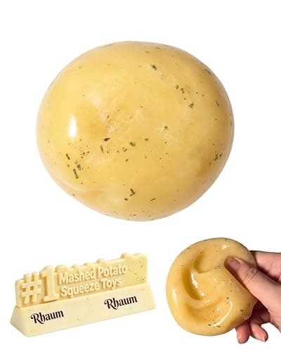 Potato Squishy Handmade Fidget Realistic Fake Food Stress Ball Mashed Potato Skin Soft Filled Squeeze for Anxiety Relief Toy Squeeze Shapeable for Adults and Teens Party Favors Gift(2in/5cm) - Image 1