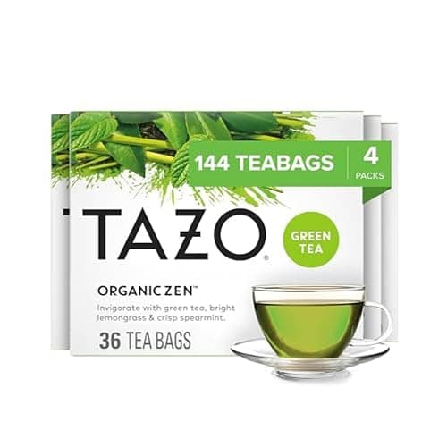 TAZO Organic Zen Green Tea Bags, Caffeine Free Tea with Refreshing Lemongrass & Spearmint, 144 Total Tea Bags (36ct - Pack of 4) - Image 1