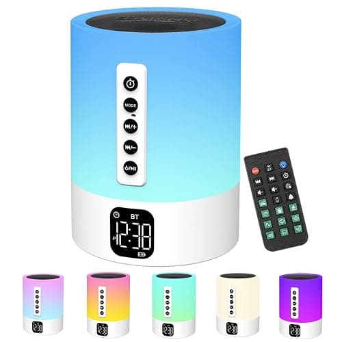 Alarm Clock Bluetooth Speaker, Night Light White Noise Machine Touch Bedside Lamp with Alarm Clock for Kids Multi-Color Changing Night Light Xmas Gifts for Teenage Girls Boys Women Teen Girl Gifts - Image 1