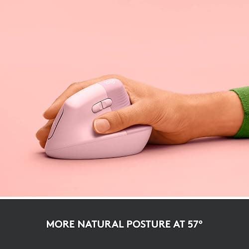 Logitech Lift Vertical Ergonomic Mouse, Wireless, Bluetooth or Logi Bolt USB receiver, Quiet clicks, 4 buttons, compatible with Windows/macOS/iPadOS, Laptop, PC - Rose - Image 1