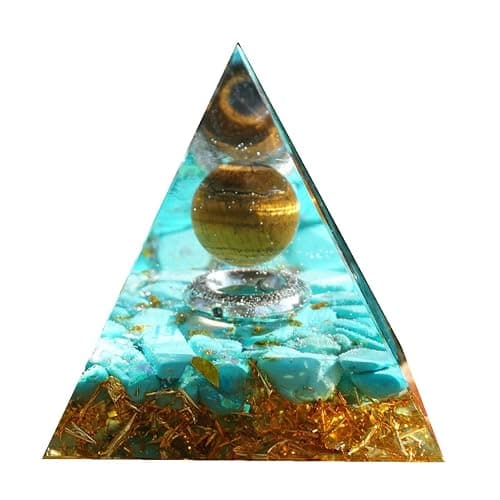 Besorgone Orgonite Pyramid for Positive Energy Chakra Orgone with Crystal Healing Stones Attract Wealth Wisdom Meditation Gift (Tiger Eye - Turquoise) - Image 1