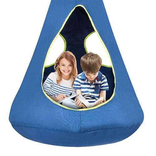 Kids Nest Swing Chair, Hanging Hammock Chair Nest Hammock Swing Chair for Outdoor and Indoor(32" D x 52" H),Detachable Play Tent Swing for Child Sensory Swing for Kids Age from 3-12 Years(Blue) - Image 1