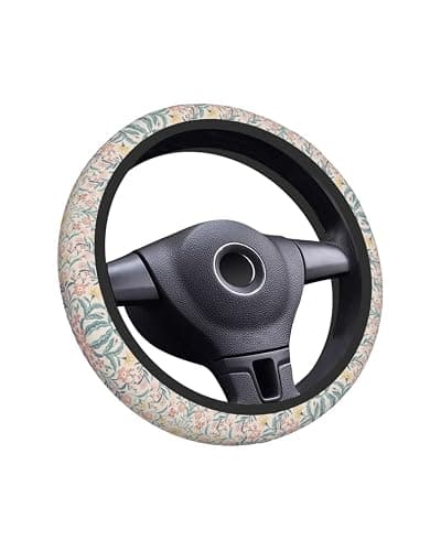 LOZUQII Elastic Steering Wheel Cover, 15 Inch Absorbing Sweat, Pink Flowers | Cute Car Accessories, Universal, Non-Slip, Breathable, for Woman - Image 1