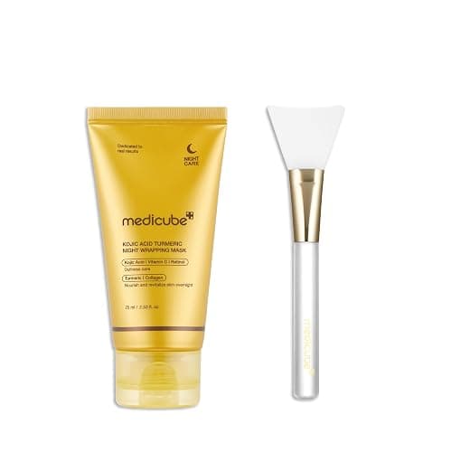 medicube Overnight Glow Duo for Uneven skin Tone: Turmeric Overnight Wrapping Peel Off Mask and Jelly Brush - Image 1