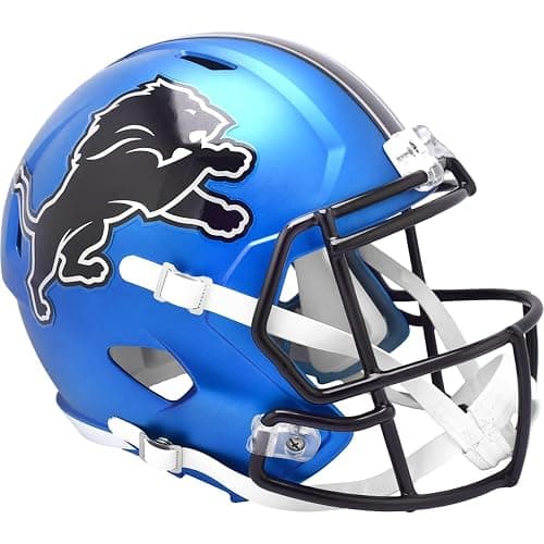 Detroit Lions Alternate 2024 On-Field Blue Riddell Speed Replica Full Size Football Helmet - NFL Replica Helmets - Image 1