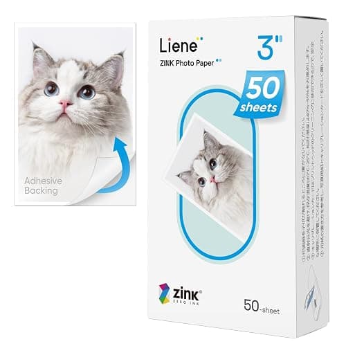 Liene Zink Photo Paper 2x3″, Liene Premium Photo Printer Paper (50 Sheets) w/Adhesive Back, Waterproof, Smudge Proof, Tear Proof, Instant Photo Paper Compatible w/Liene 2x3″ Photo Printer Scrapbook - zink color paper/50sheets - Image 1