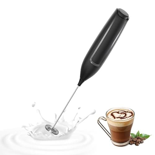 Milk Frother Handheld Battery, Electric Foam Maker Frother Wand, Drink Mixer with Stainless Steel Whisk for Coffee, Matcha, Lattes, Cappuccino Black - Image 1