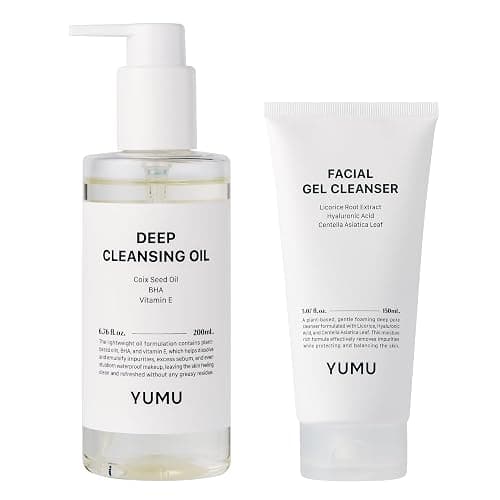 YUMU Double Cleansing Duo Set, Gentle Face Wash & Pore Control Cleansing Oil, Hydrating, Korean Skin Care - Image 1