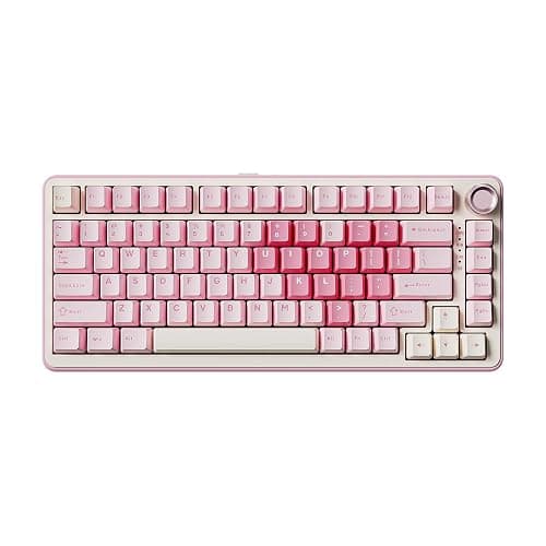 YUNZII B75 PRO Wireless Mechanical Keyboard,75% Layout with Knob,Hot Swap Gasket Custom Structure,Creamy Pre-lubed Switches,RGB Backlit,Bluetooth/Type-C/2.4G for Win/Mac(Milk Switch,Pink) - Image 1