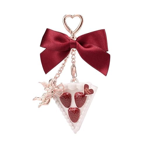 Flower Knows Strawberry Cupid Solid Perfume,Cake Bag Charms,Portable Travel Perfumes,Long Lasting Fragrances,2-in-1 Red Cute Keychain Purse for Women,Girls&Bow Lovers Gift,0.11 oz(Cream Gardenia) - Image 1
