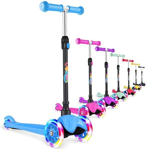 BELEEV A1 Scooter for Kids Ages 2-6, 3 Wheel Kick Scooter for Toddlers Girls Boys, 4 Adjustable Height, Lean to Steer, Light up Wheels, Wide Deck, Easy to Assemble, Lightweight Scooter for Children - Blue - Image 1