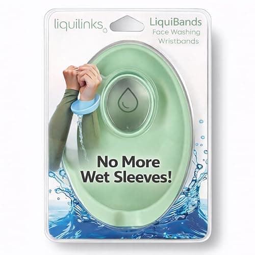 LiquiBands Face Washing Wristbands to Catch Water Drips - Stop Wet Sleeves and Counter Puddles - Silicone Wrist Cuffs for Skincare, Pet Bathing, and Washing Dishes (Sage Green, S/M, 1 Pair) - Image 1