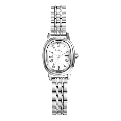 JewelryWe Uhren Damen Edelstahl Oval: Klassische 30m wasserdichte Analog Quarz Armbanduhr Frauen Geschäft Lässige Uhr Damenuhr mit Schmal Edelstahl Armband und Ultradünn Ovalem Gehäuse - Image 1