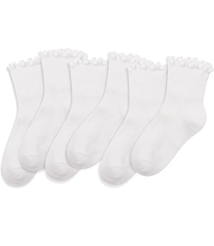 NuVETTa Cute Ruffle Ankle Socks for Women, 6-Pack Frilly Cotton Lettuce Edge, Mary Janes Casual Office Dress - Image 1