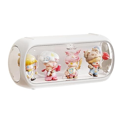 Display Case for Figures Long Style, Clear Space Pod Figure Storage Box, Acrylic Display Box with Magnetic Door Suitable for Pop Mart, Lego Collectibles Action Figures (White) - Image 1