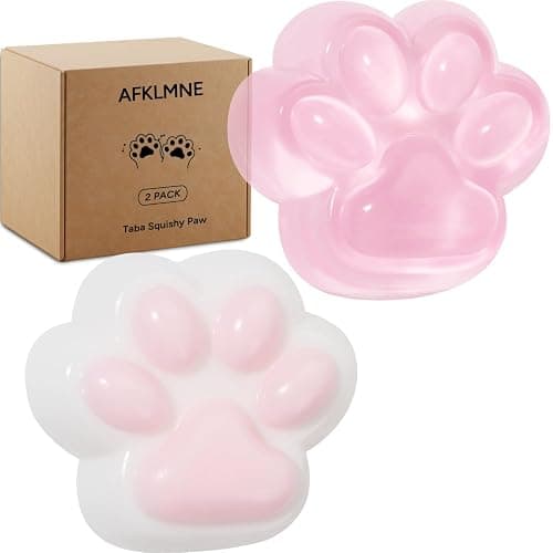AFKLMNE 2-Pack Taba Squishy Cat Paw Sensory Fidget Toys Adults, Anxiety Stress Relief Squeeze Toy, Soft Cute Kawaii Squishy’s for Desk, School (Pink) - Image 1