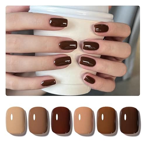 GAOY Gel Nail Polish, Brown Caramel Nude Red Gel Polish Kit for Salon Manicure and Nail Art DIY at Home - Image 1
