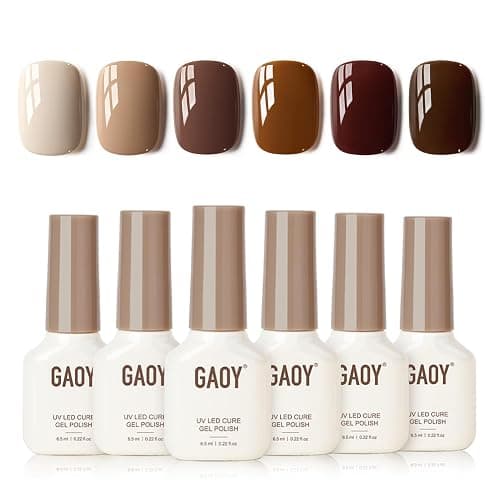 GAOY Nude Brown Gel Nail Polish Set, 6 Colors Beige Chocolate Caramel, UV Cure Gel for DIY Manicure at Home - Image 1