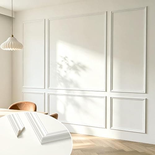 JSIWOTH Peel and Stick Wall Molding Kit, Wainscoting Panels 24 PCS | 6 frame premade panels, self adhesive wall trim, paintable molding, accent wall decor for living room bedroom hallway - Image 1