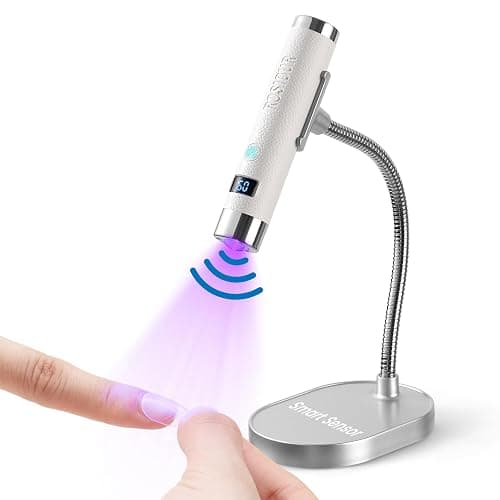 Handheld UV Light for Gel Nails: Flash Cure Hand Held AI UV Led Nail Lamp with Stand-Mini Fast Dry Single UV Lamp Pen with Auto Sensor for Manicure Home Salon (White) - Image 1