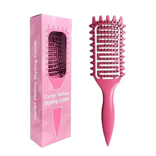 Curl Defining Brush, Vented Curly Hair Brush Defining for Shaping and Defining Curly Hair for Women and Men (Pink) - Image 1