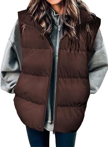 Zeagoo Puffer Vest Women Sleeveless Lightweight Quilted Jacket Stand Collar Zip Up Down with Pockets Winter Outerwear 2025 - Image 1