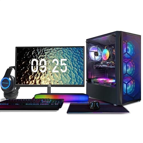 STGAubron Gaming PC Bundle with 24Inch FHD LED Monitor-Intel core I7 up to 3.9G, RX 580 8G, 16G, 512G SSD, RGB Mouse Pad, RGB Sound Bar, Windows 10 Home - Image 1