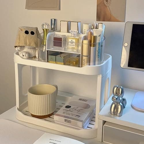 kaileyouxiangongsi 2-Tier Desk Organizers & Dispensers,Mail Holder for Office Desk Organization,Kitchen Spice Rack or Bathroom Countertop Organizer, Gift for Teachers, Classmates, and Friends,White - Image 1