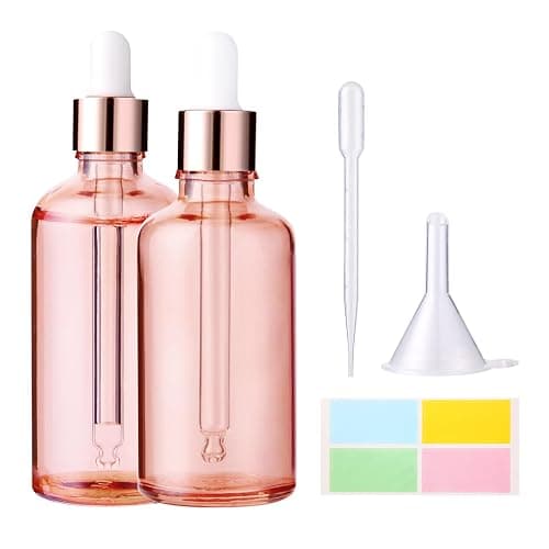 Hyber&Cara Pipettenflaschen mit Glas Pipette 2 x 100ml Roségold Glasflaschen Apothekerflaschen mit Tropfenpipette für ätherische Öle, Parfümöle, Flüssigfarbstoffen Aromatherapie -Mischungen - Image 1
