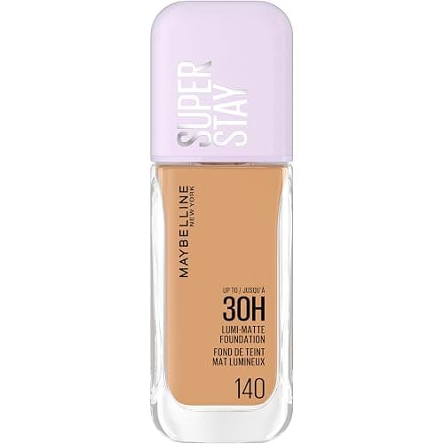 Maybelline New York Super Stay up to 30HR Lumi-Matte Foundation, Medium-Full Coverage, Vegan Formula*, Amino Acids, Niacinamide, Vitamin E, All Day Wear - Shade: 140 - Image 1