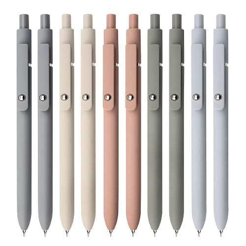UIXJODO Gel Pens, 10Pcs 0.5mm Black Ink Pens Fine Point Smooth Writing Pens, High-End Series Retractable Pens for Journaling Note Taking, Cute Office School Supplies Gifts for Women (10 Pcs Morandi) - Image 1