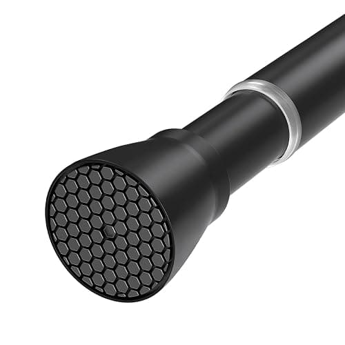 QINGYUN Black Tension Curtain Rod 28 to 48 Inch Spring Rod No Drilling Adjustable Shower Curtain Rod for Windows, Bathrooms, Closet, Kitchen - 28" to 48"-1Pcs - Black. - Image 1