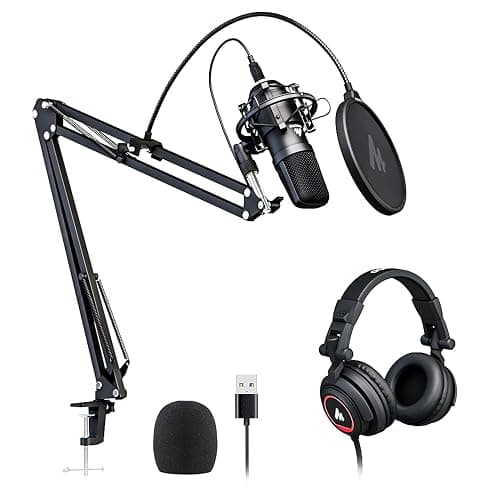 MAONO Microphone with Studio Headphone Set 192kHz/24bit Vocal Condenser Cardioid Podcast Mic Compatible with Mac and Windows, YouTube, Gaming, Live Streaming, Voice-Over (AU-A04H) - Image 1
