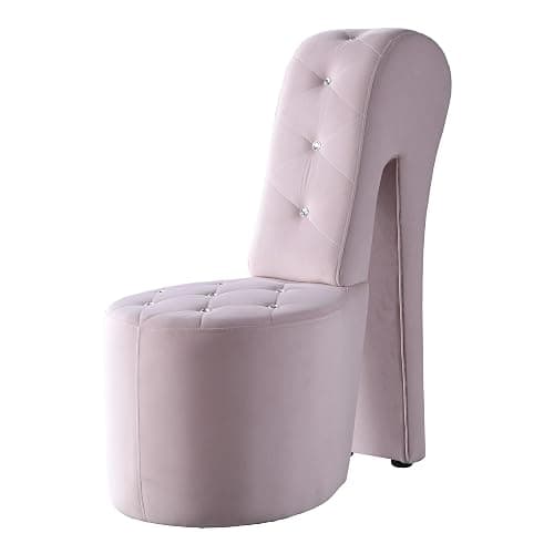 Tristam 40" Modern Glam High Heel Lounge Chair, Armless Chair with Upholstered Crystal-Like Buttons and Diamond Stitching, Comfortable Indoor Seating for Bedroom, Living Room (Pink (Velvet)) - Image 1