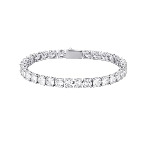 OYOGAA Tennis Bracelets for Women Trendy Dainty 14K Golden Silver Plated 5MM Pink Green Cubic Zirconia Brithstone Charm Bracelet for Men - Image 1