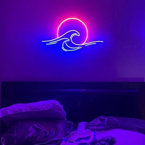 Panneau de Lever de Soleil Néon à Intensité Variable - Décoration Murale Anime Ondes Lumineuses - Lampe de Nuit Décorative pour Bar, Cadeaux pour Adolescents - Image 1