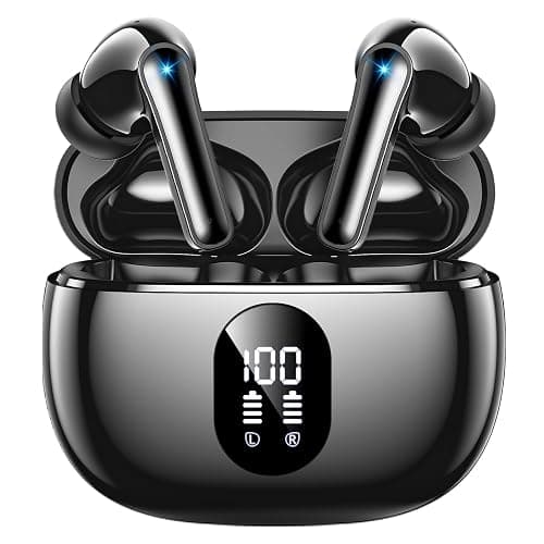 ZZU Wireless Earbuds, Bluetooth Ear Buds with Big Bass Stereo Sound, 48 Hours Playtime, Lightweight in-Ear Fit Earphones, IPX7, Hands-Free Calls with AI for iPhone, Android, Pad, Sports, Workout - Black - Image 1