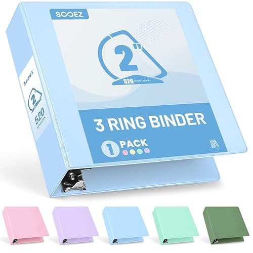 Sooez BinderX Extra Durable 2 Inch 3-Ring Binder, Holds 520 Sheets of 8.5x11 Paper, Customizable View Cover with Inside Pockets, Heavy Duty Binder for School, Light Blue - Image 1
