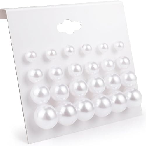 12 Pairs Pearl Earrings Stud Jewelry Set for Women, Simulated White Pearl | Hypoallergenic, Trendy Bridal, Suitable for Weddings Birthdays Christmas Valentine's Day Gift Anniversary Mother's Day - Image 1