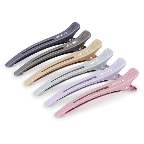 AIMIKE 6pcs Professional Hair Clips for Styling Sectioning, Anti-Slip No-Trace Duck Billed Hair Clips with Silicone Band, Salon and Home Hair Cutting Clips for Hairdresser, Women, Men - 4.3” Long - 6 Morandi Series - Image 1