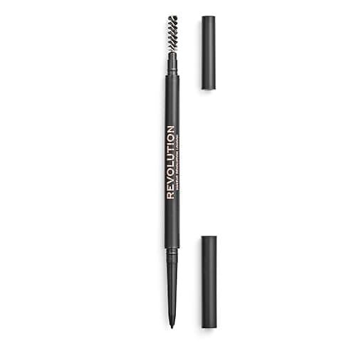 Makeup Revolution Precise Brow Pencil, Double-Ended, Ultra-Fine Pencil Tool, Includes Spoolie, Dark Brown - Image 1